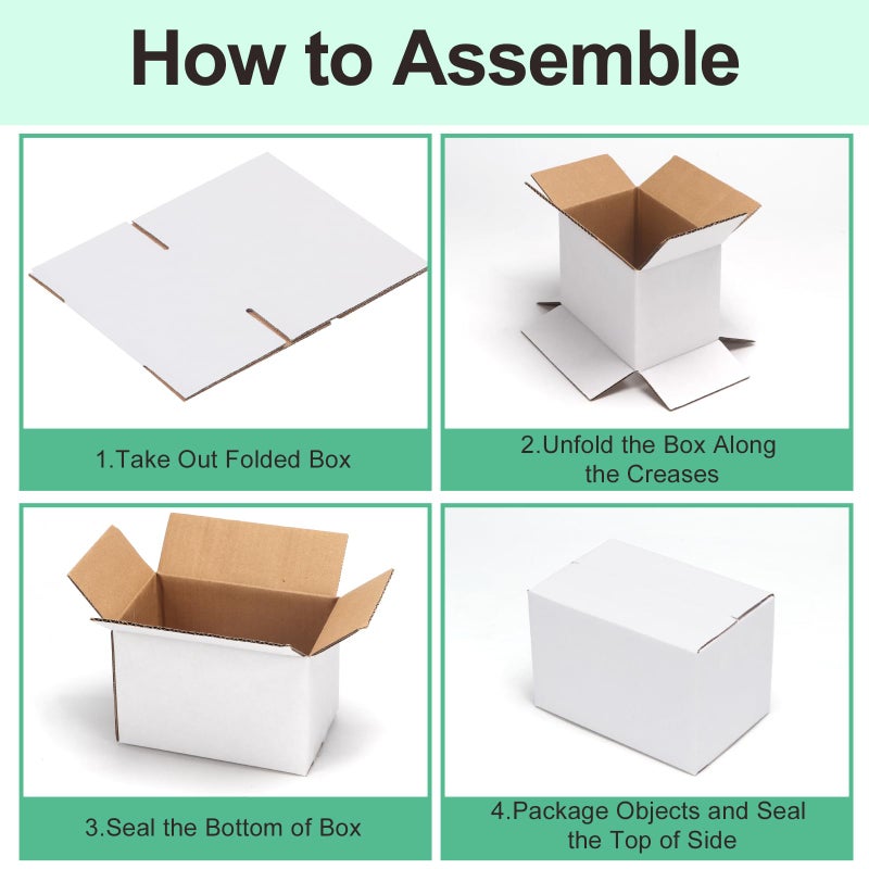 PETAFLOP Cardboard Boxes 6x4x4 Shipping Boxes White Kraft Corrugated Small Mailer Boxes, 25 Pack - Image 5
